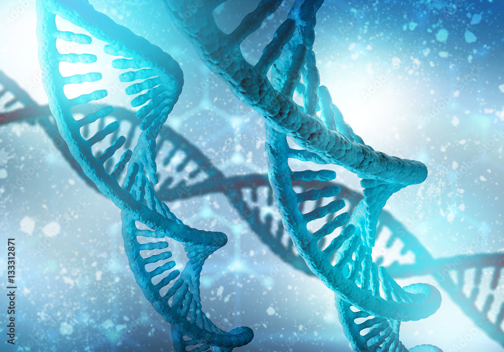 DNA molecules background, 3D rendering