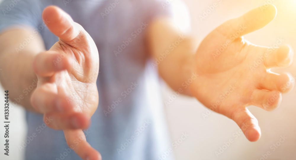 Businessman showing his empty hand