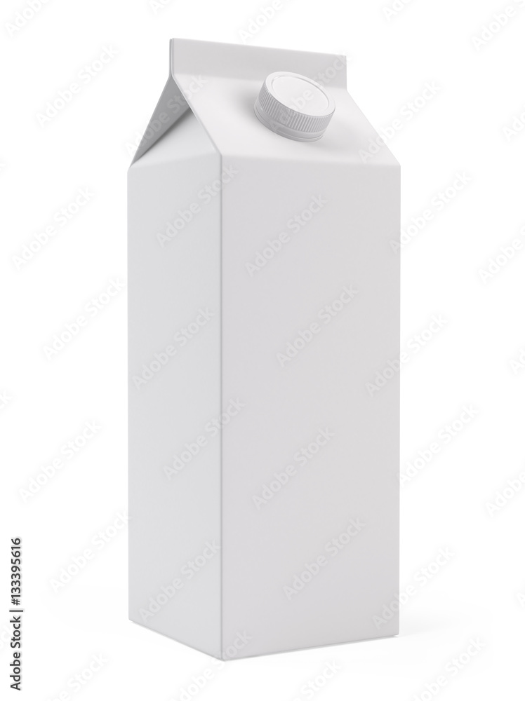 White blank milk or juice pack box template - 3d rendering