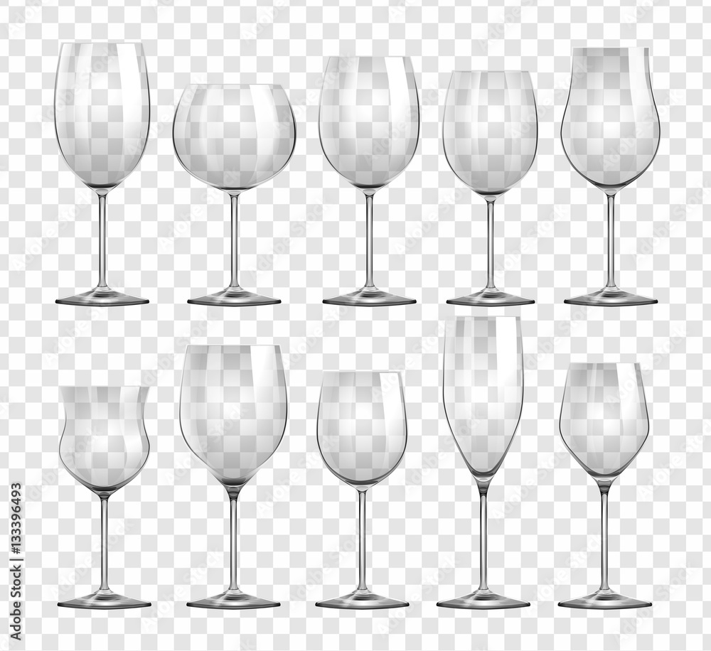 Different types of wine glasses