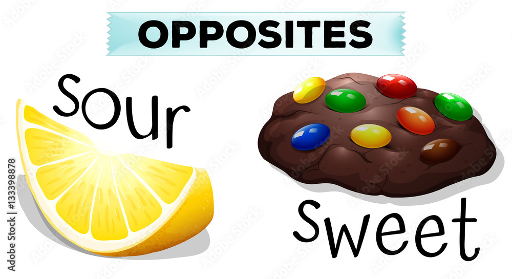 Opposite words with sour and sweet