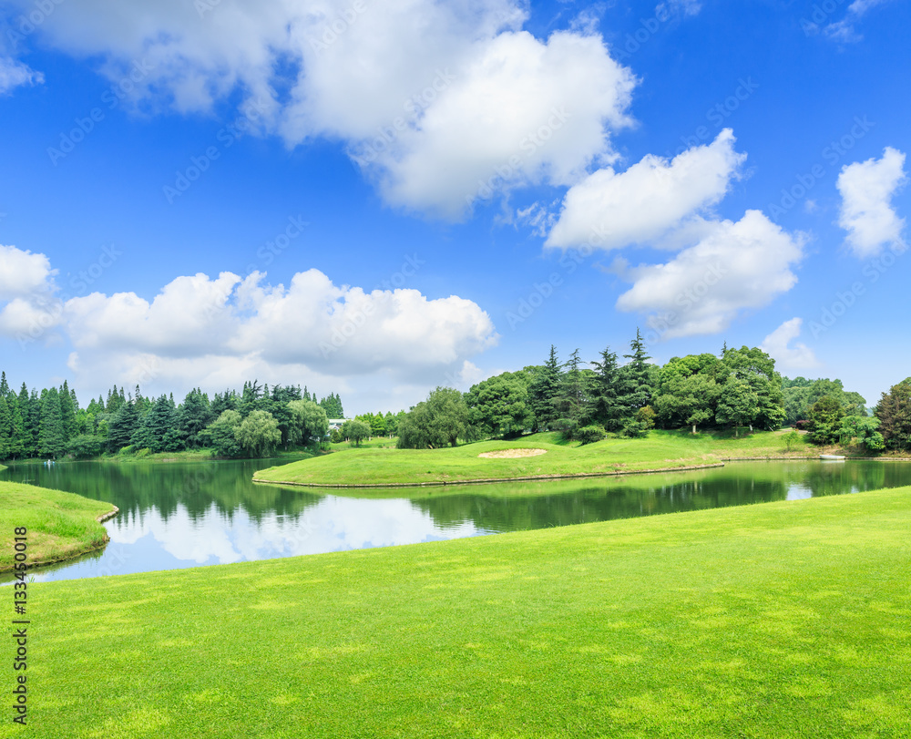 夏日绿草蓝天