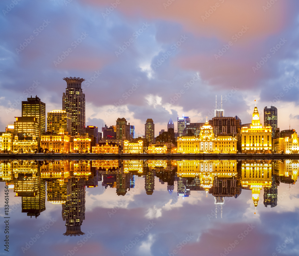 beautiful shanghai bund in sunset