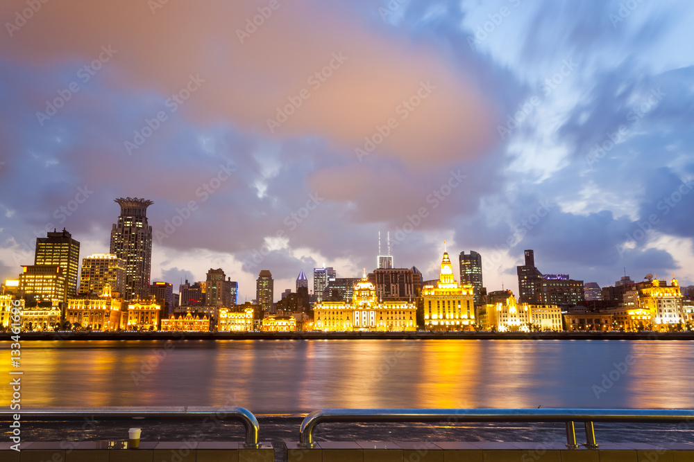 beautiful shanghai bund in sunset