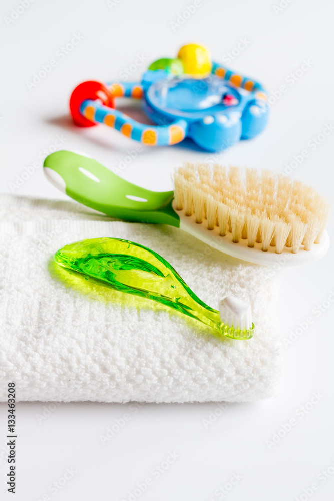 childrens toothbrush oral care on white background