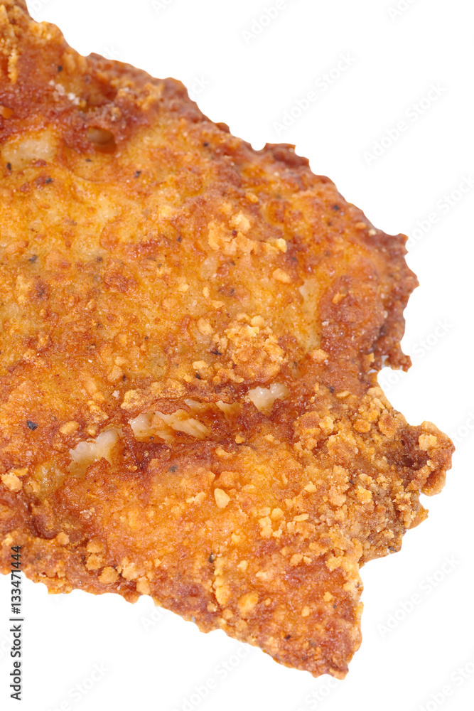 Delicious crisp deep fried chicken leg isolated on white background