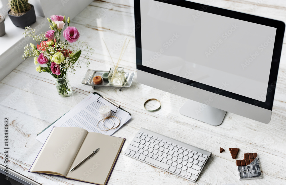 Woman Workspace Style Vintage Interior Concept