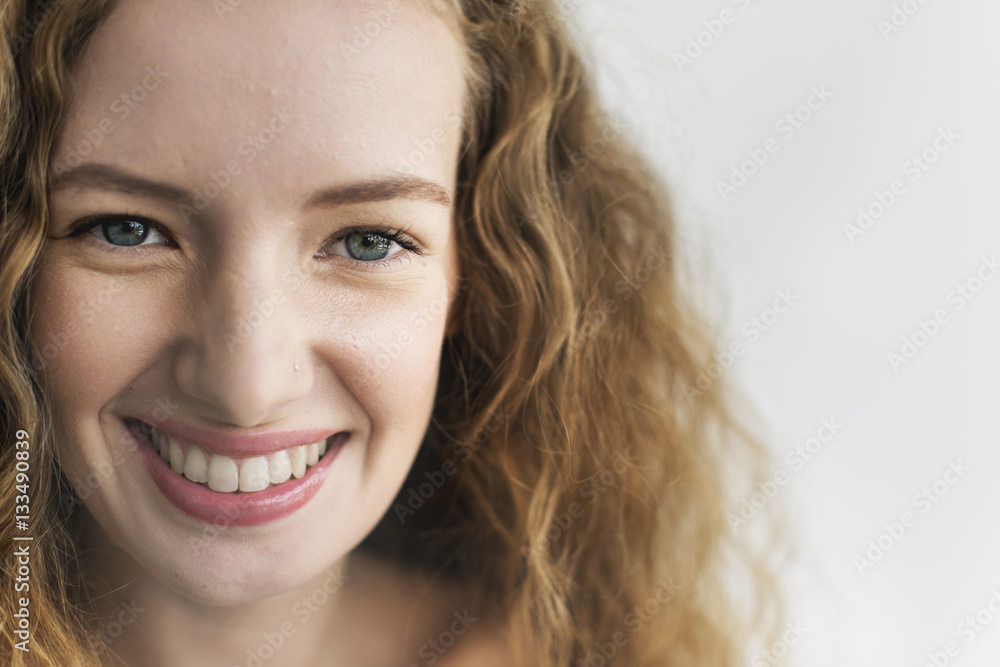 Young Woman Smiling Cheerful Concept