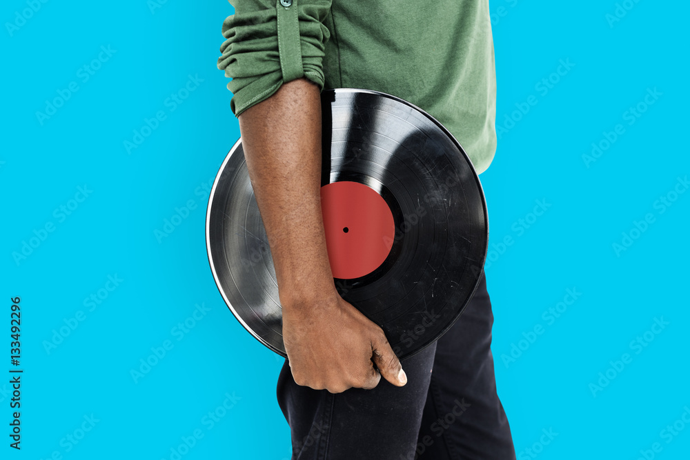 African Man Holding Record Concept