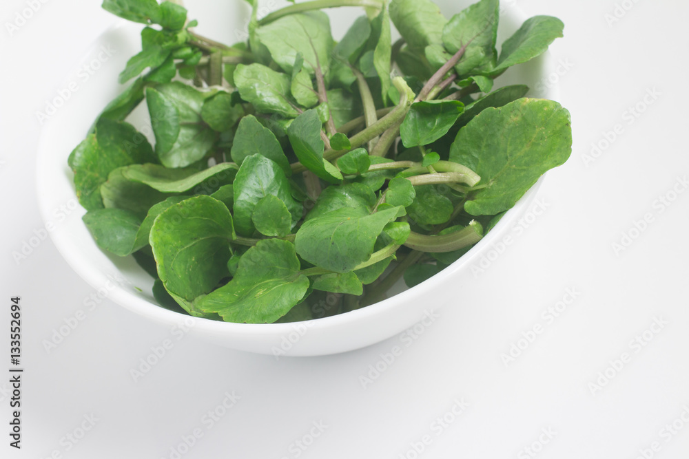 Fresh Watercress Leaves into a bowl