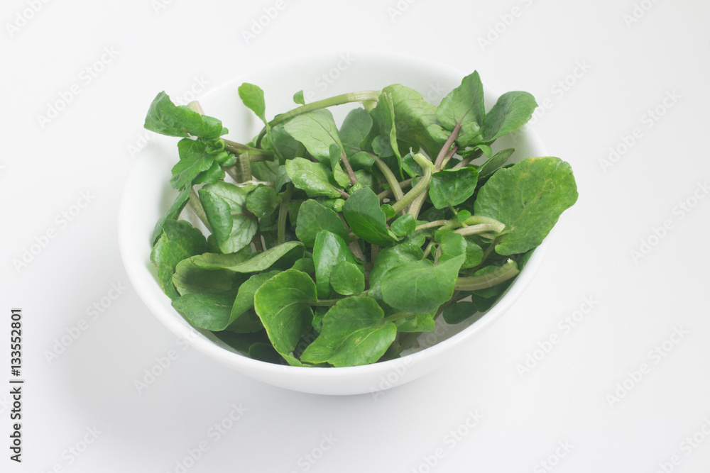 Fresh Watercress Leaves into a bowl