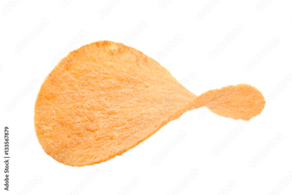 Potato chips on white