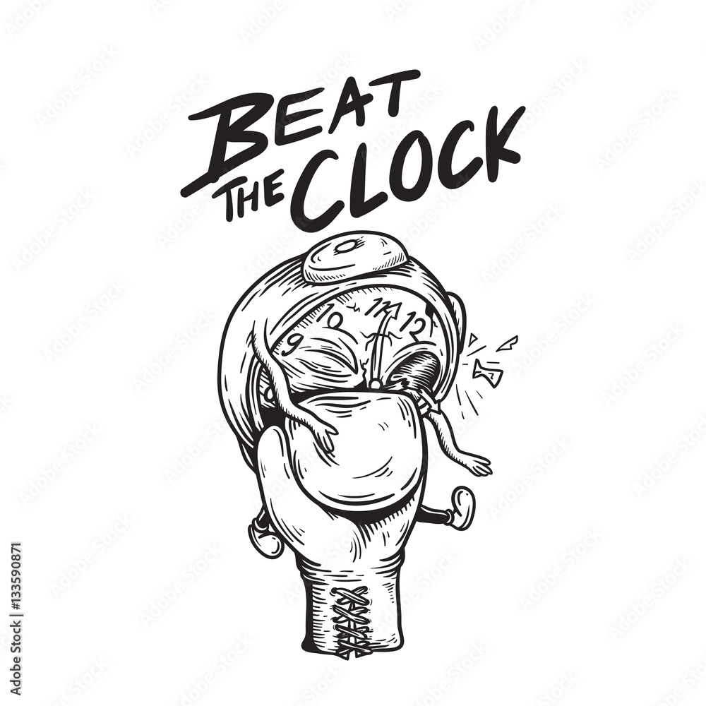 Beat The Clock Drawing Illustration Concept