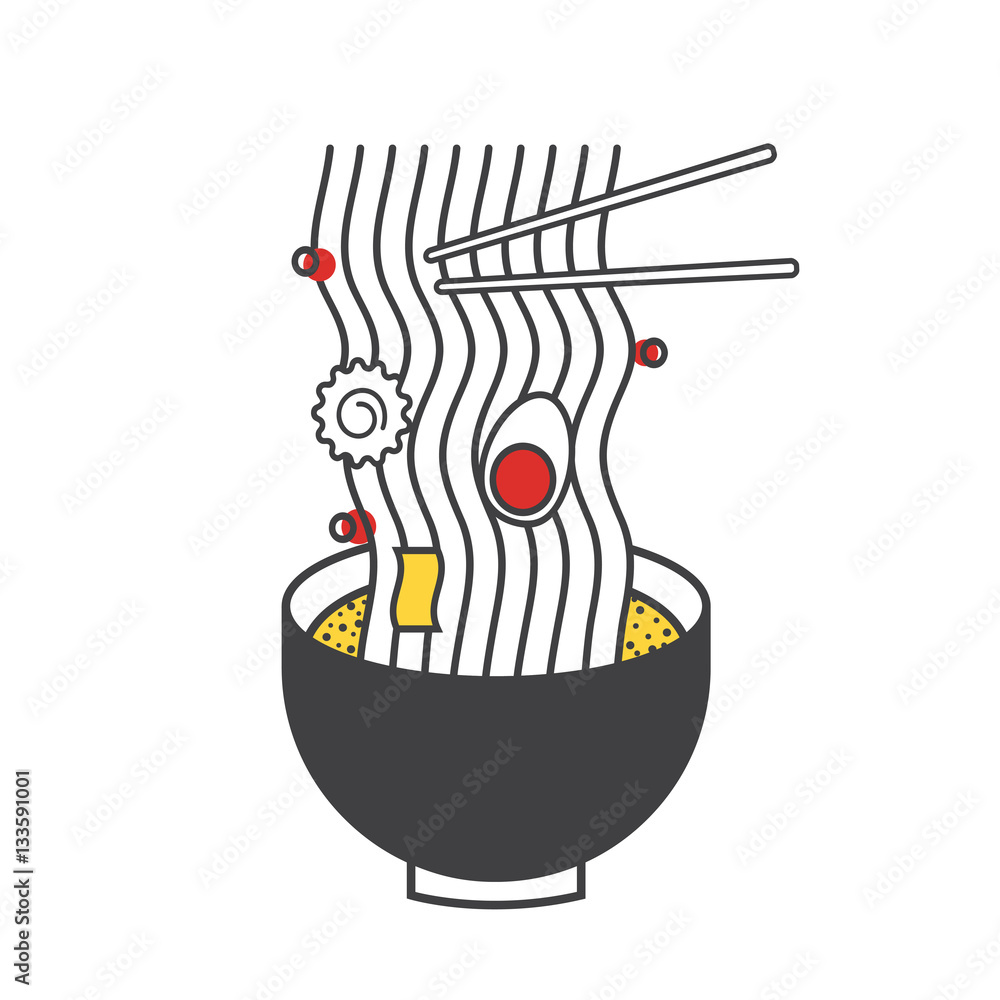 Ramen Noodle Icon Illustratiion Concept