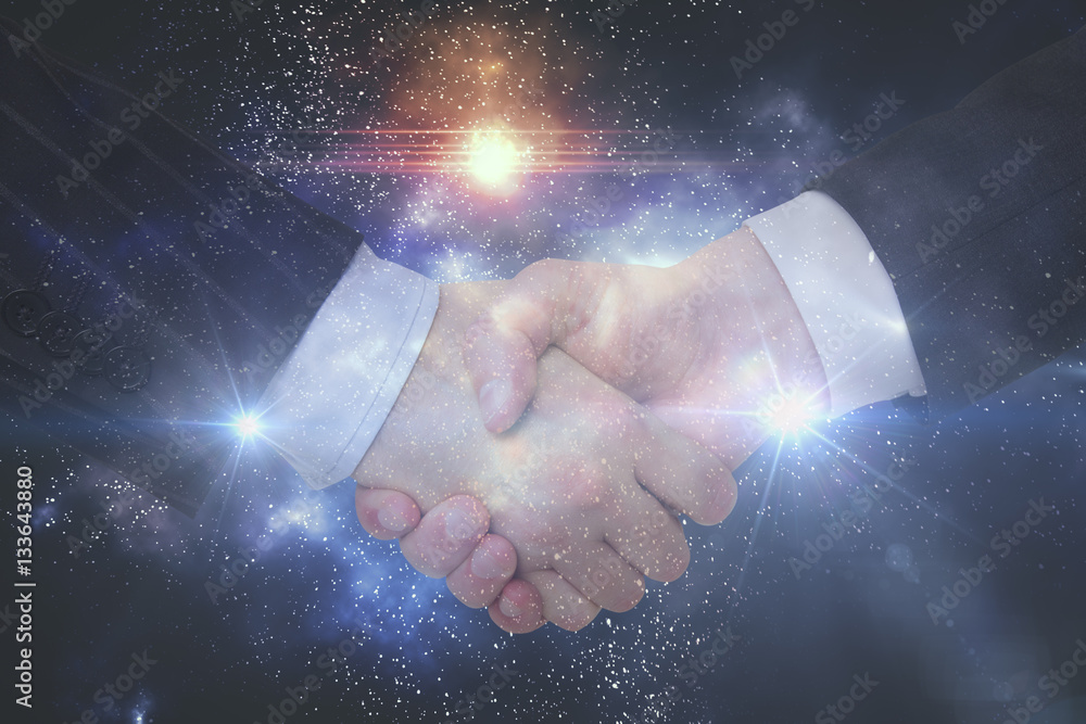 handshake on space background