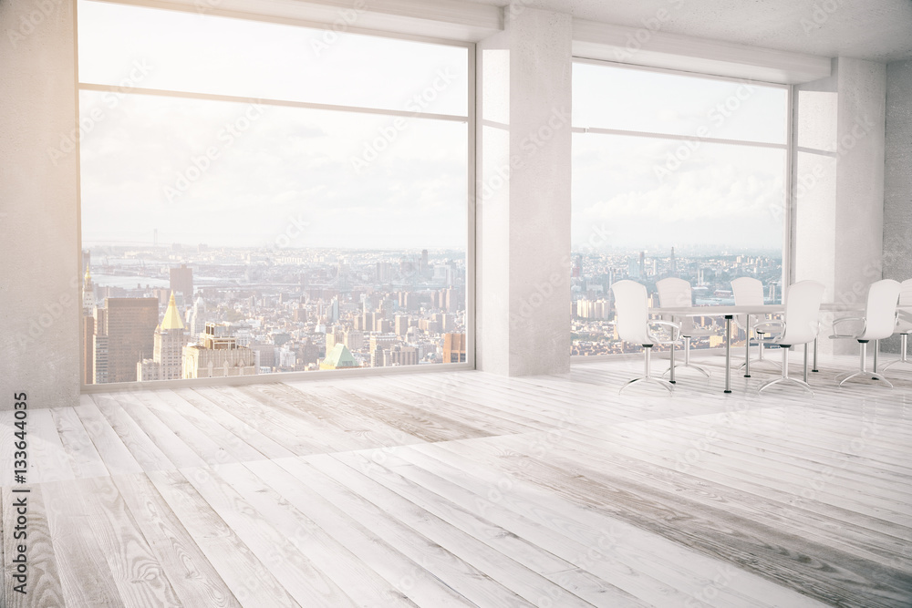 Meeting room with city view