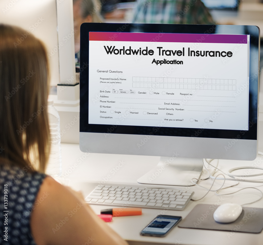 Worldwide Travel Insurance Application Form Concept