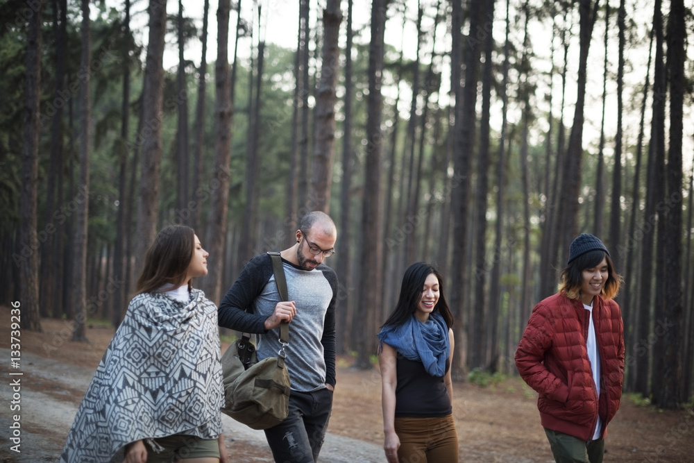 Friends Walking Exploring Outdoors Concept