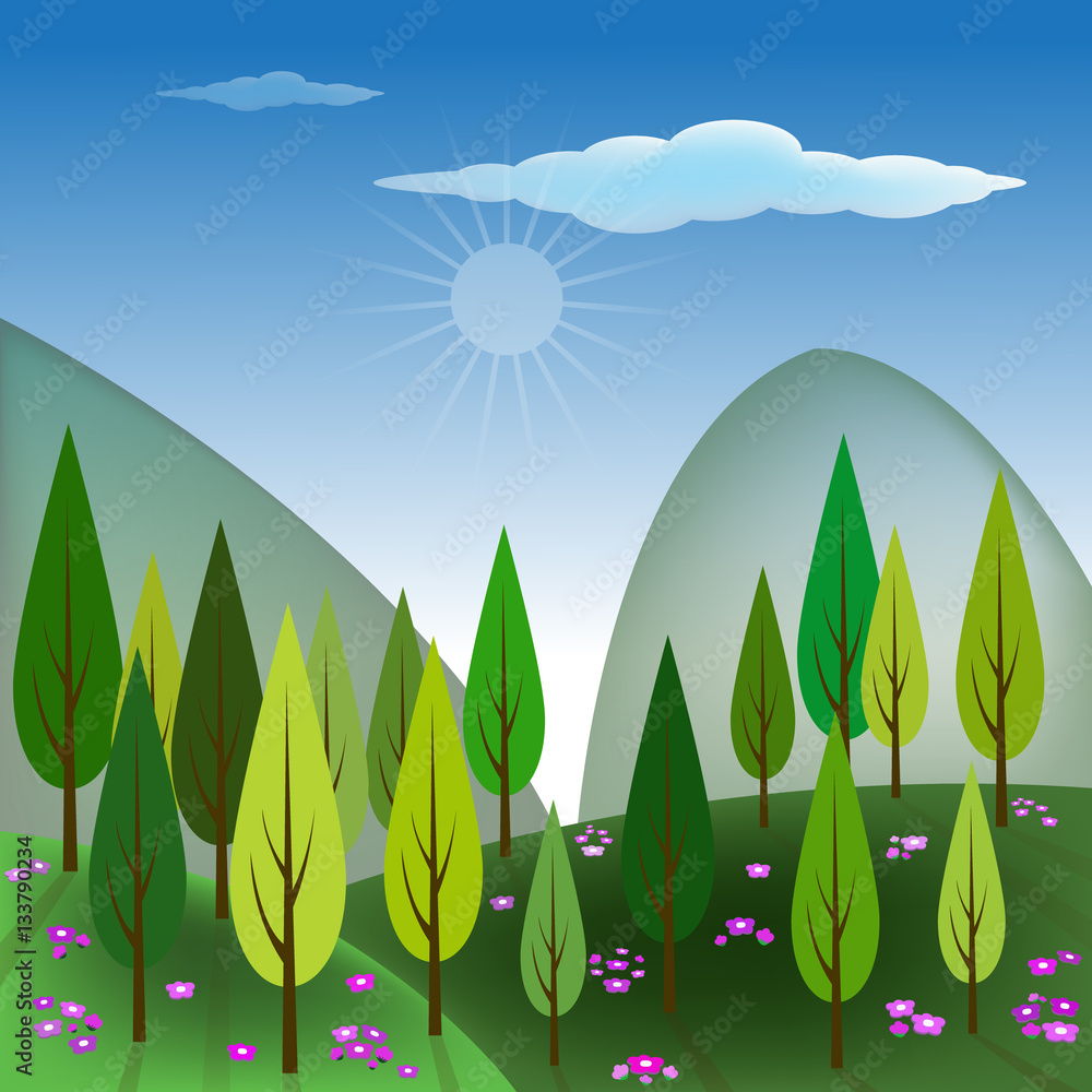 spring season nature background, vector illustration