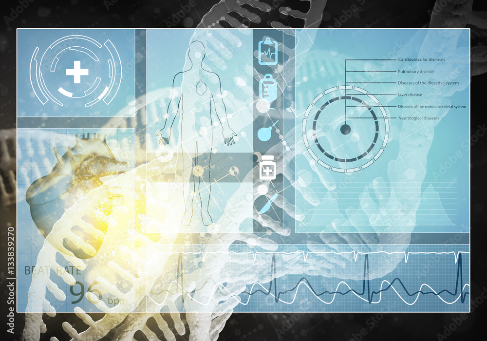 Medicine user interface, 3D rendering