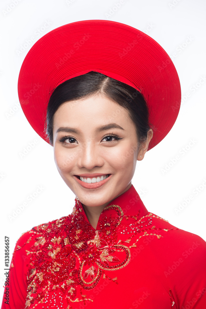 Portrait of a beautiful Asian woman on traditional festival cost