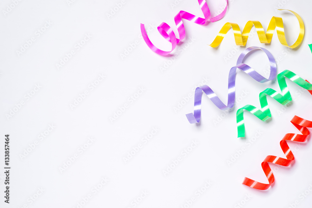 Festive colorful ribbon on white background