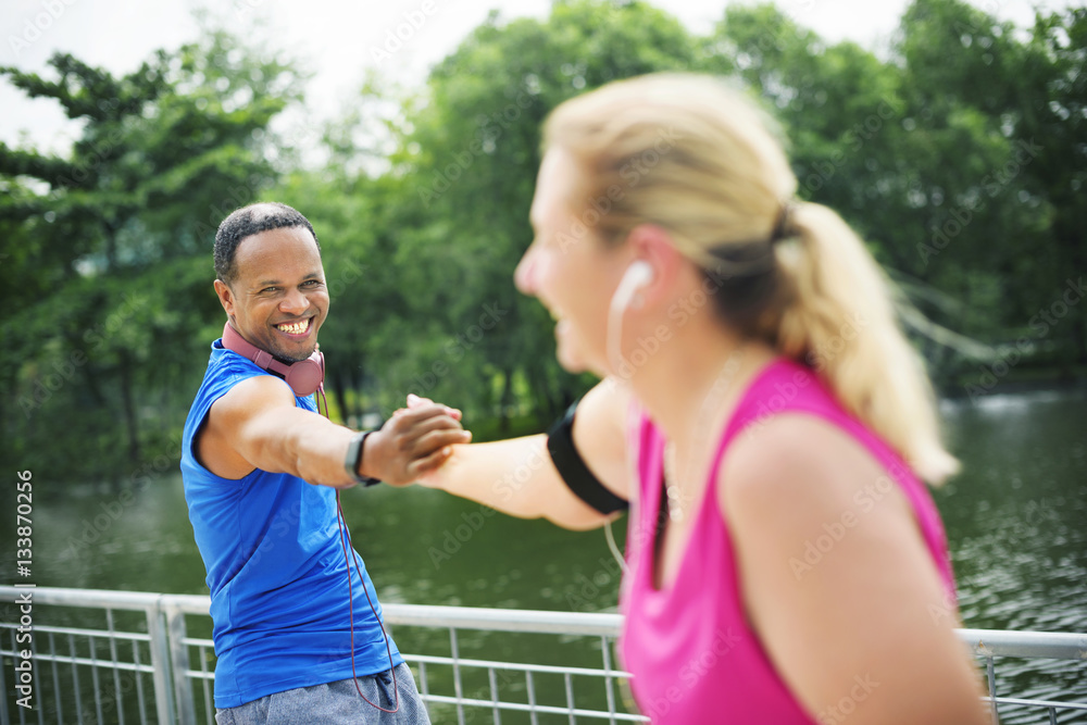 Exercise Outdoos Nature Park Health Tracking Concept