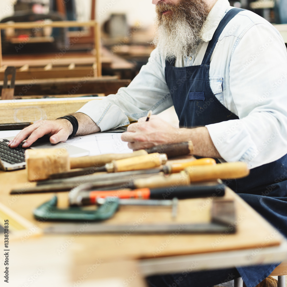 Carpenter Craftsman Handicraft Wooden Workshop Concept