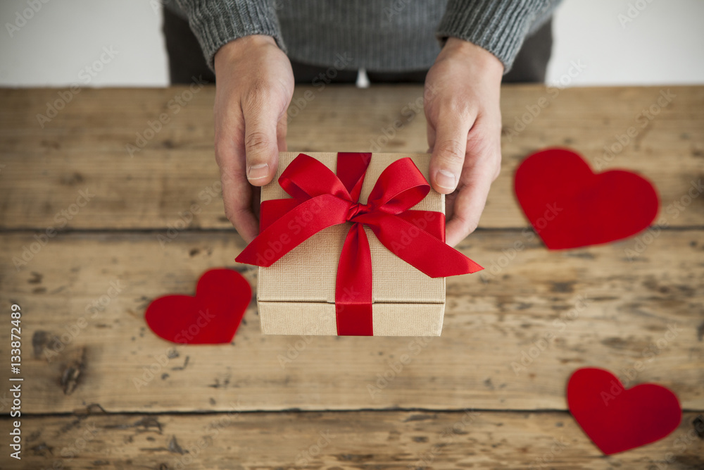 Men are giving gift boxes to lovers