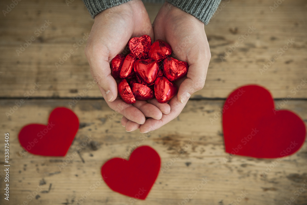 Red heart shaped chocolate