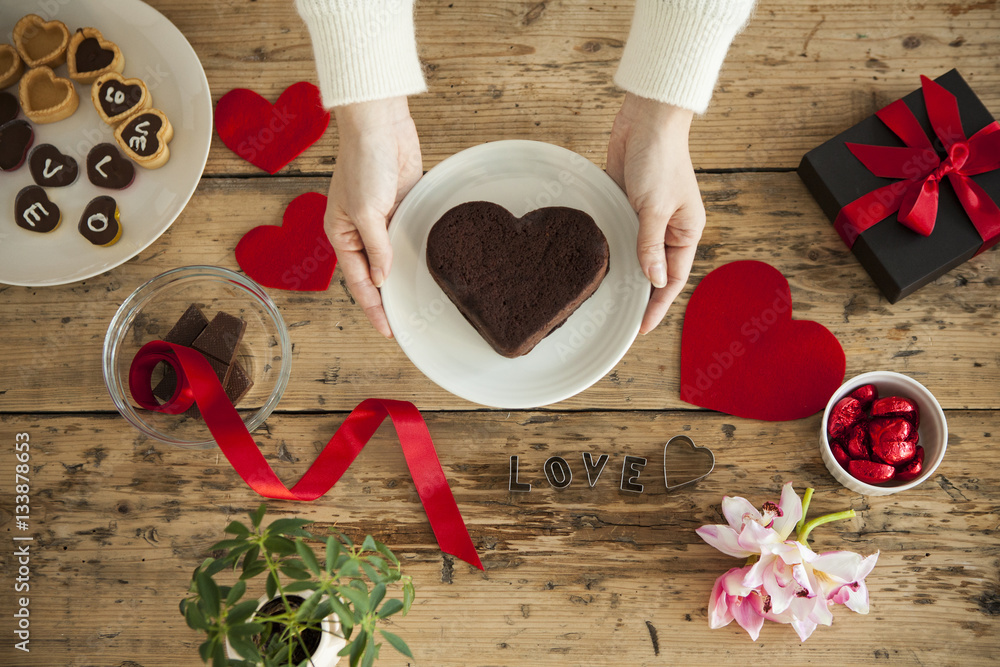 Heart shaped chocolate cake