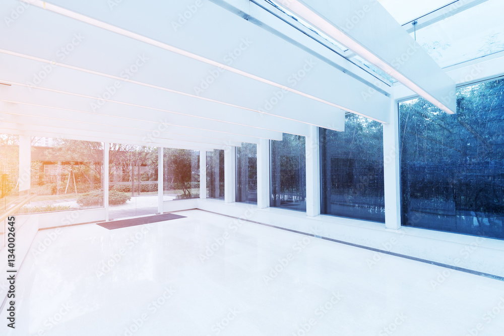 empty office with glass ceiling interior