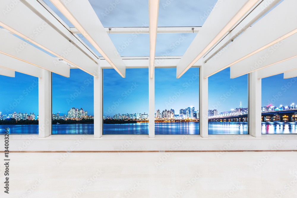 empty office with glass ceiling interior