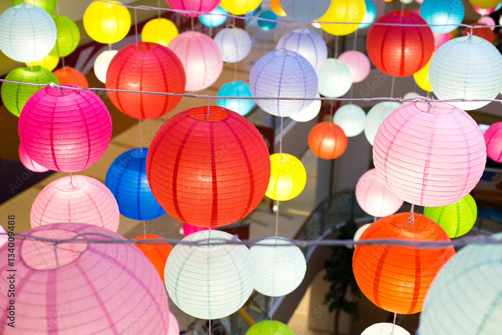 sea of colorful lanterns