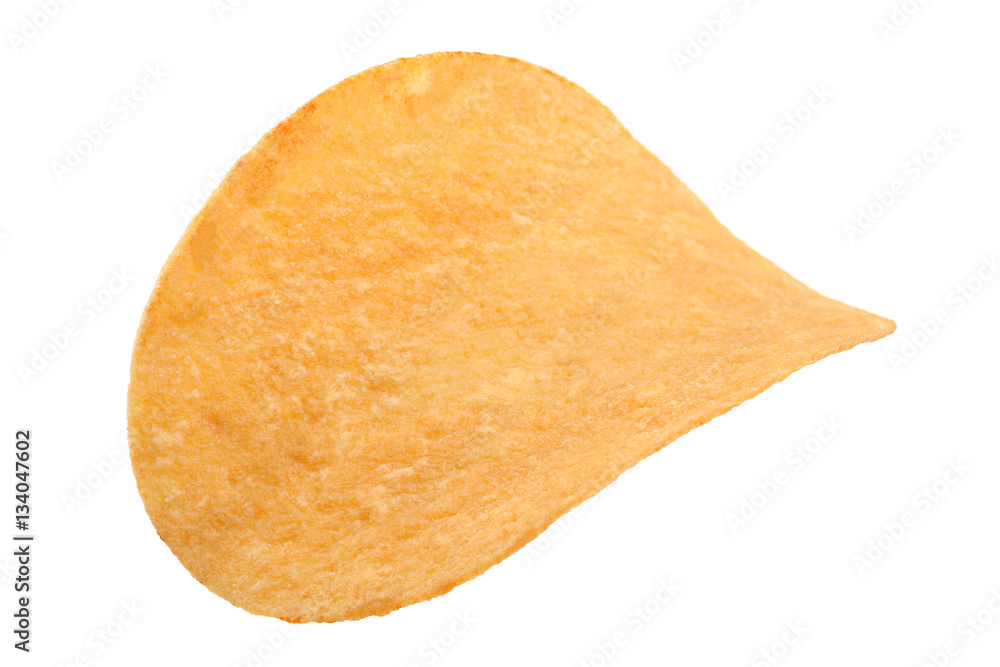 Potato chips on white