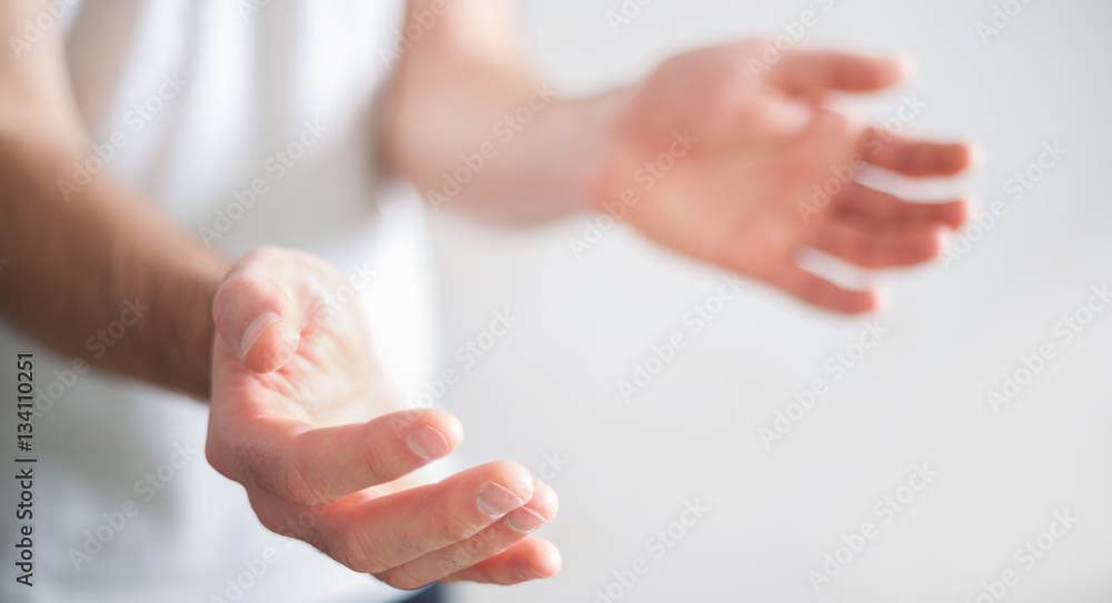 Businessman showing his empty hand