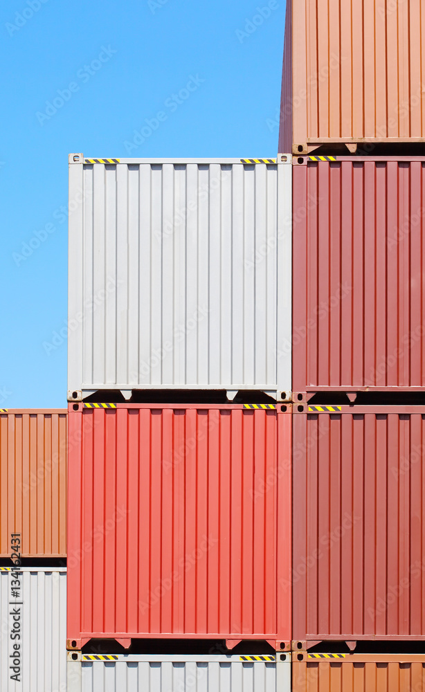 Multicolor of Cargo container stack at container yerd area