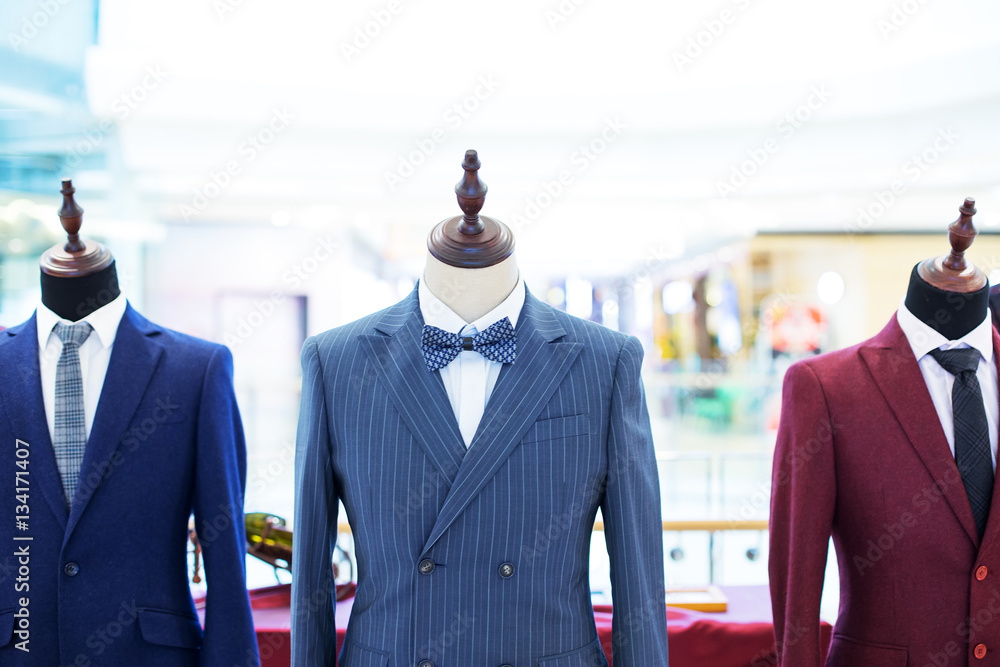 businessman suit on model in shopping mall