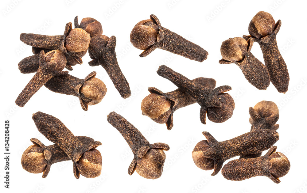 Dry cloves on white background