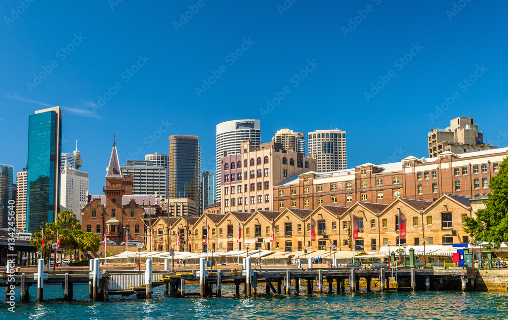 Old warehouses at Campbells Cove Jetty in Sydney, Australia