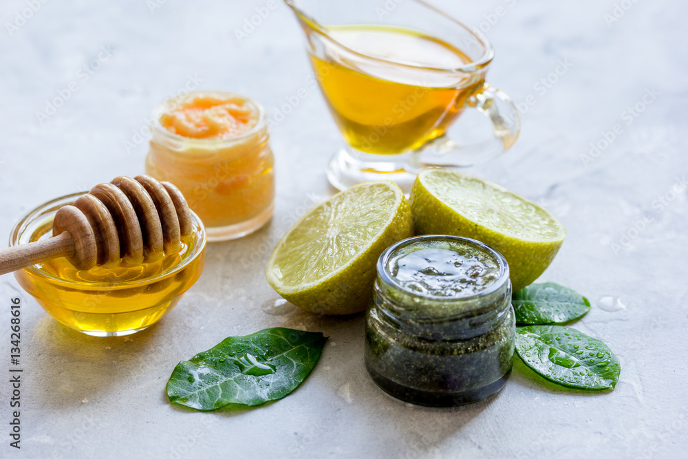 organic citrus scrub homemade on gray background