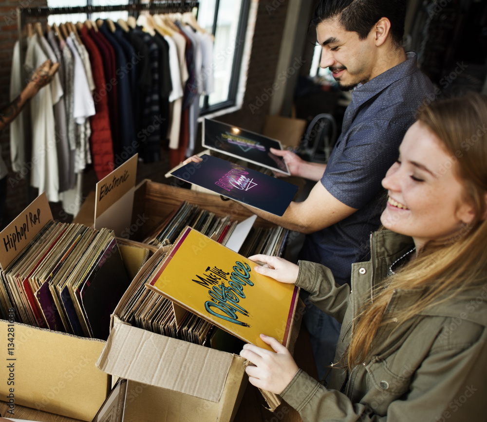 Vinyl Record Store Music Shopping Oldschool Classic Concept