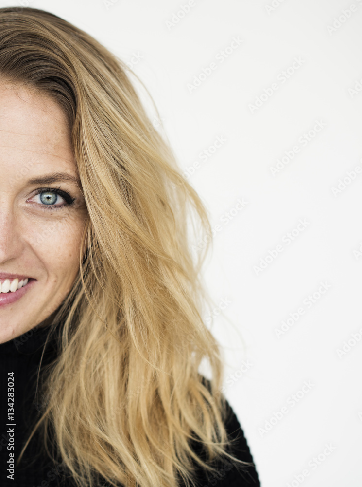 Woman Cheerful Studio Portrait Concept