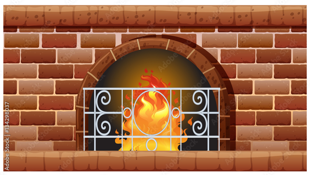 Fireplace made of bricks