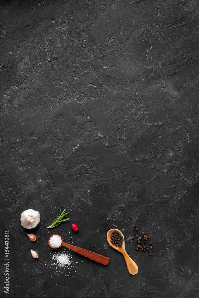 concept cook work on dark background top view mock up