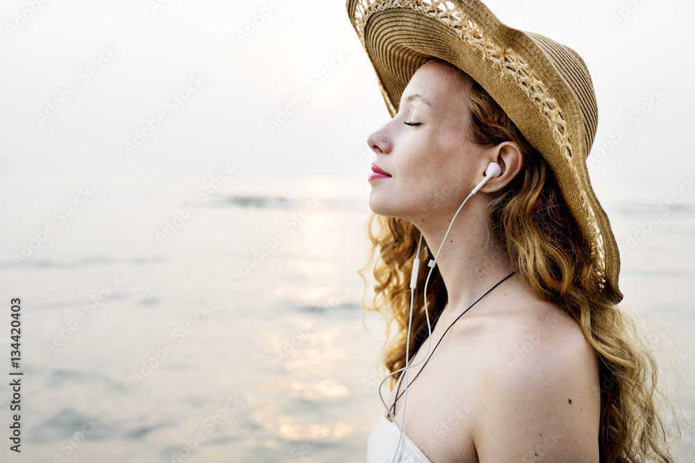 Female Outdoors Beach Relax Concept