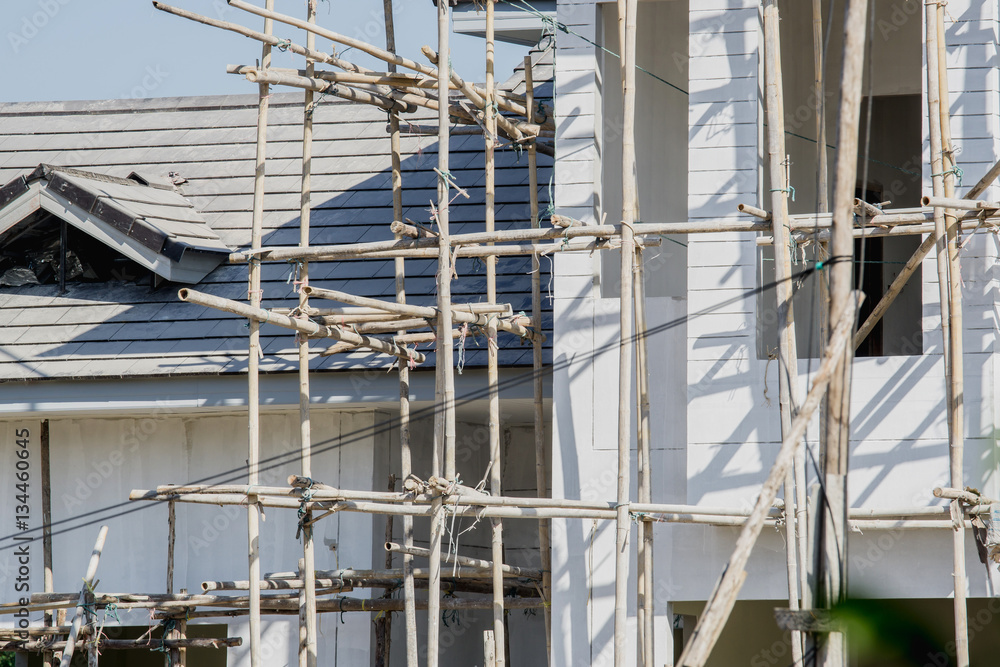 close up Concrete houses under construction