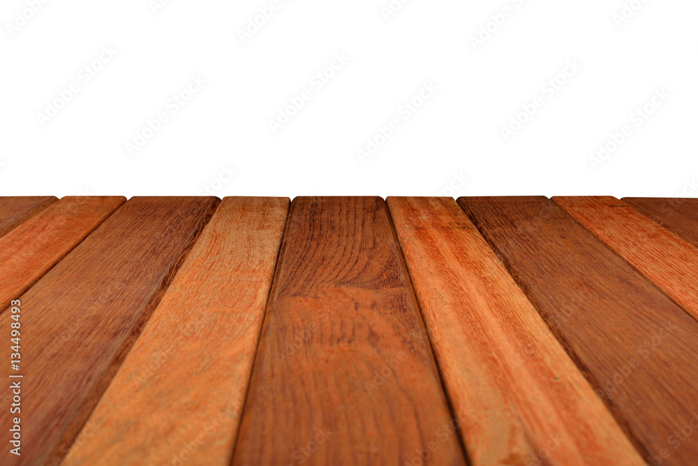 Wood table top  isolated on white background