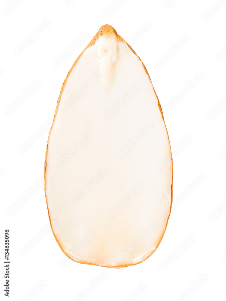 Almond isolated on a white background with clipping path. Macro.