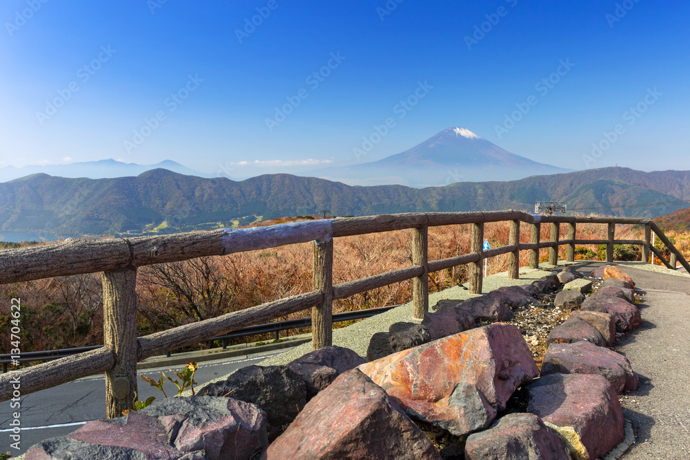 Mount Fuji. An active volcano and the highest mountain in Japan